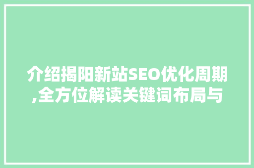 介绍揭阳新站SEO优化周期,全方位解读关键词布局与提升