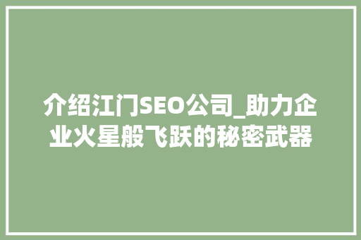 介绍江门SEO公司_助力企业火星般飞跃的秘密武器