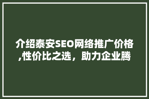 介绍泰安SEO网络推广价格,性价比之选，助力企业腾飞