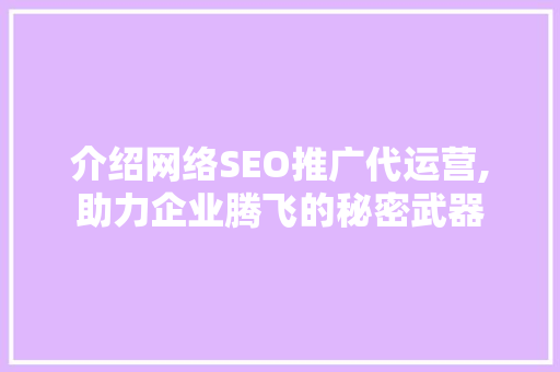 介绍网络SEO推广代运营,助力企业腾飞的秘密武器