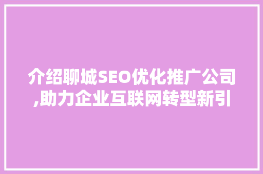 介绍聊城SEO优化推广公司,助力企业互联网转型新引擎