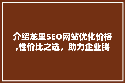 介绍龙里SEO网站优化价格,性价比之选，助力企业腾飞