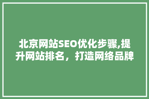 北京网站SEO优化步骤,提升网站排名，打造网络品牌