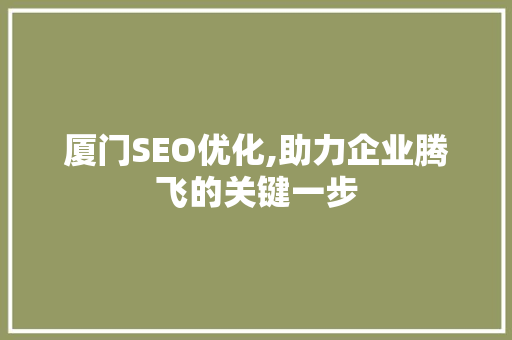 厦门SEO优化,助力企业腾飞的关键一步