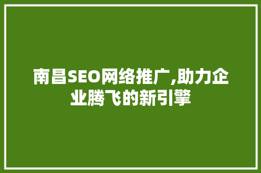南昌SEO网络推广,助力企业腾飞的新引擎