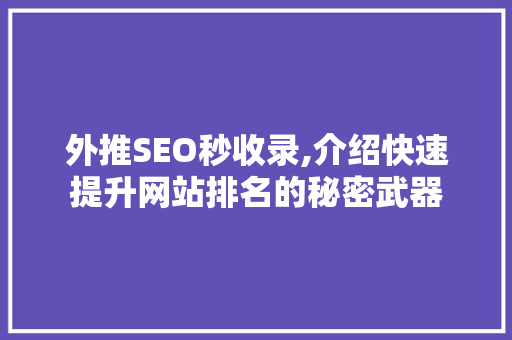 外推SEO秒收录,介绍快速提升网站排名的秘密武器