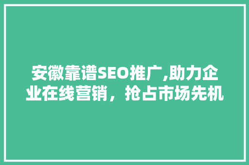 安徽靠谱SEO推广,助力企业在线营销，抢占市场先机