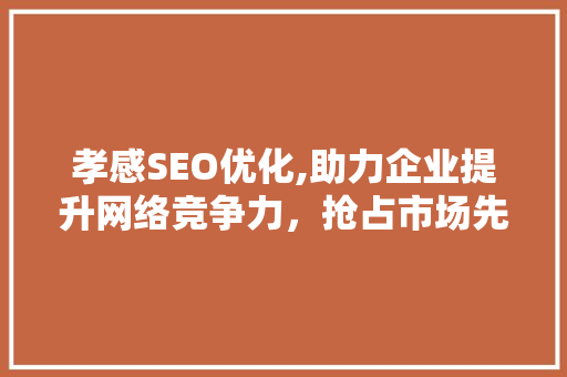 孝感SEO优化,助力企业提升网络竞争力，抢占市场先机