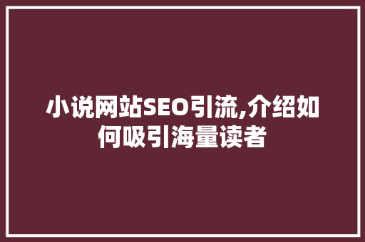 小说网站SEO引流,介绍如何吸引海量读者
