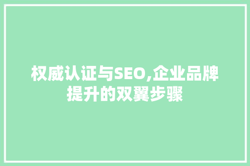 权威认证与SEO,企业品牌提升的双翼步骤