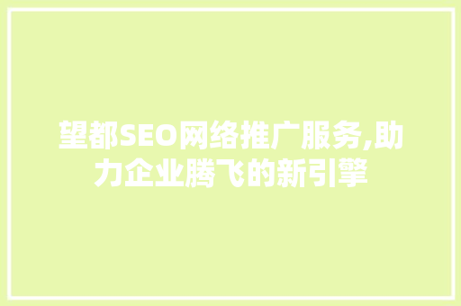 望都SEO网络推广服务,助力企业腾飞的新引擎