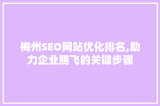 梅州SEO网站优化排名,助力企业腾飞的关键步骤