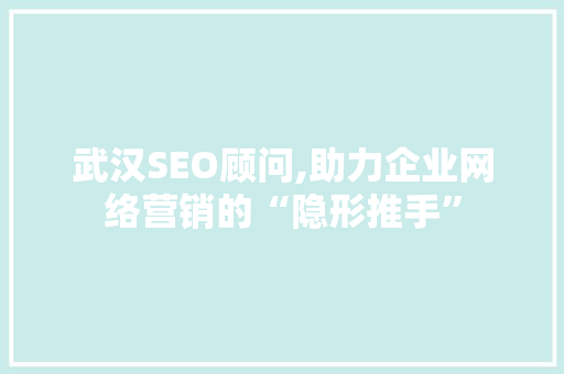 武汉SEO顾问,助力企业网络营销的“隐形推手”