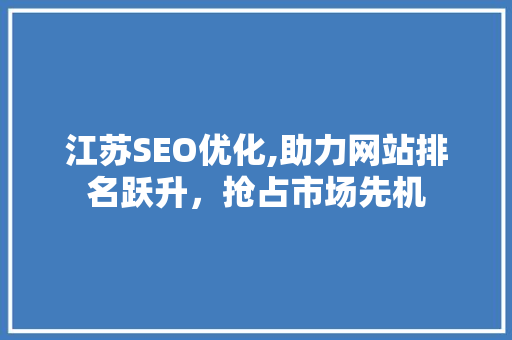 江苏SEO优化,助力网站排名跃升，抢占市场先机