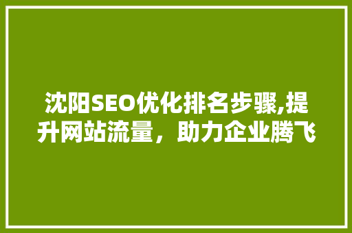 沈阳SEO优化排名步骤,提升网站流量，助力企业腾飞