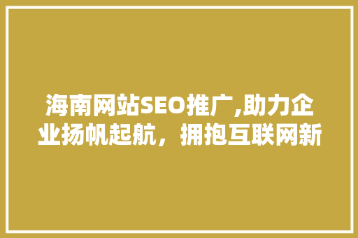海南网站SEO推广,助力企业扬帆起航，拥抱互联网新时代