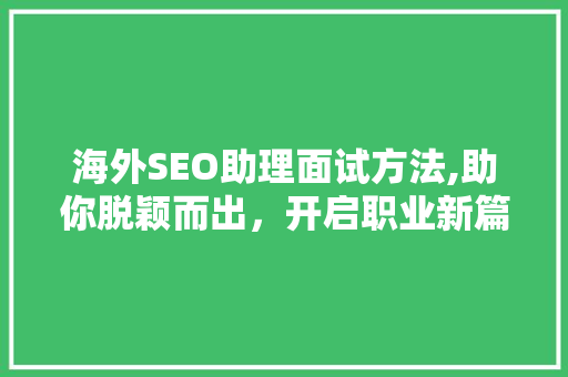 海外SEO助理面试方法,助你脱颖而出，开启职业新篇章