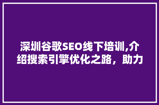深圳谷歌SEO线下培训,介绍搜索引擎优化之路，助力企业腾飞