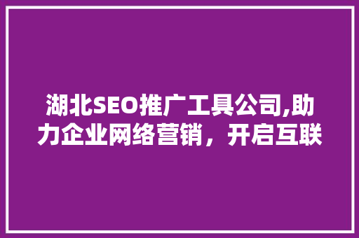 湖北SEO推广工具公司,助力企业网络营销，开启互联网新篇章