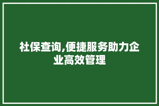 社保查询,便捷服务助力企业高效管理