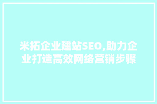 米拓企业建站SEO,助力企业打造高效网络营销步骤