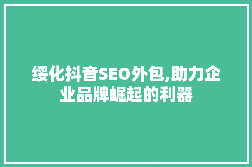 绥化抖音SEO外包,助力企业品牌崛起的利器