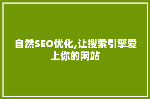 自然SEO优化,让搜索引擎爱上你的网站
