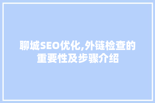 聊城SEO优化,外链检查的重要性及步骤介绍