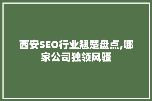 西安SEO行业翘楚盘点,哪家公司独领风骚
