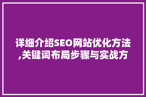 详细介绍SEO网站优化方法,关键词布局步骤与实战方法