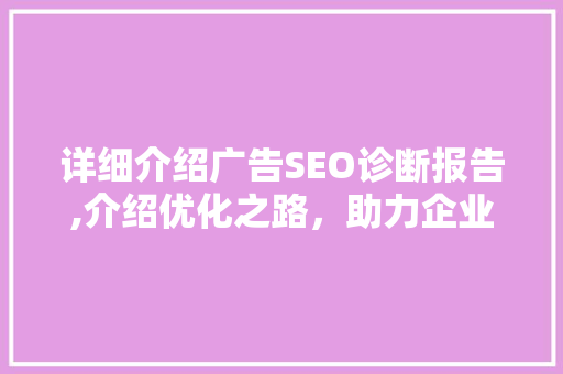 详细介绍广告SEO诊断报告,介绍优化之路，助力企业腾飞