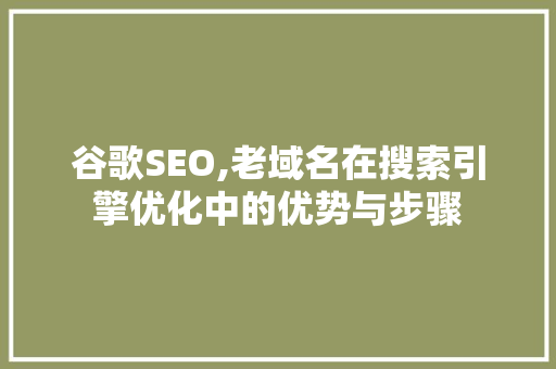 谷歌SEO,老域名在搜索引擎优化中的优势与步骤