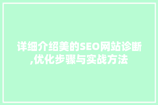 详细介绍美的SEO网站诊断,优化步骤与实战方法