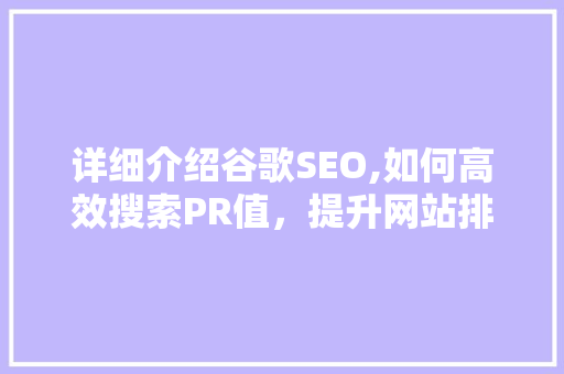 详细介绍谷歌SEO,如何高效搜索PR值，提升网站排名