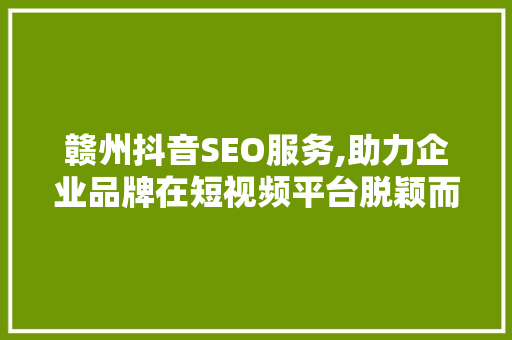 赣州抖音SEO服务,助力企业品牌在短视频平台脱颖而出