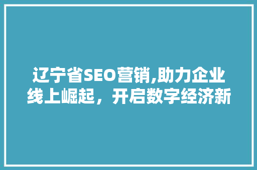 辽宁省SEO营销,助力企业线上崛起，开启数字经济新篇章