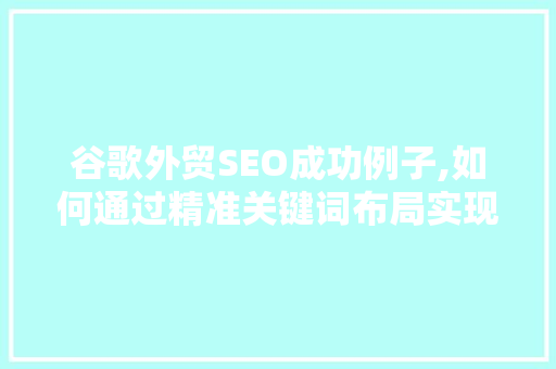 谷歌外贸SEO成功例子,如何通过精准关键词布局实现外贸业务增长