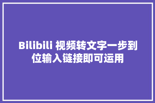 Bilibili 视频转文字一步到位输入链接即可运用