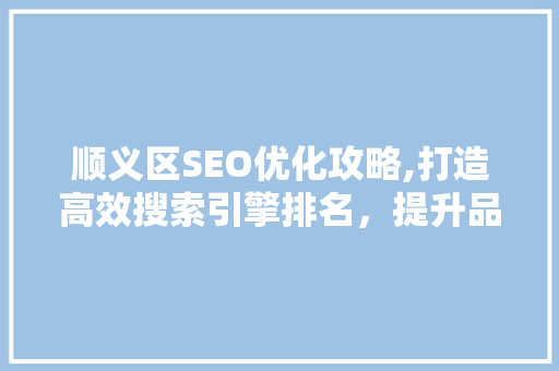 顺义区SEO优化攻略,打造高效搜索引擎排名，提升品牌影响力