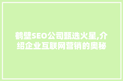 鹤壁SEO公司甄选火星,介绍企业互联网营销的奥秘