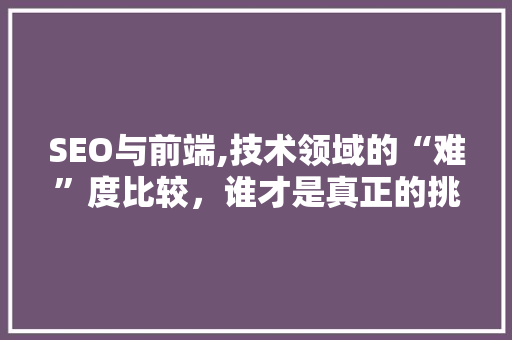 SEO与前端,技术领域的“难”度比较，谁才是真正的挑战