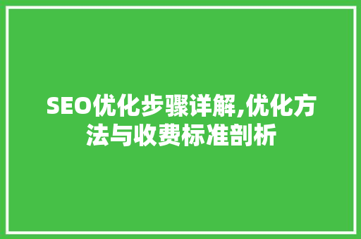 SEO优化步骤详解,优化方法与收费标准剖析