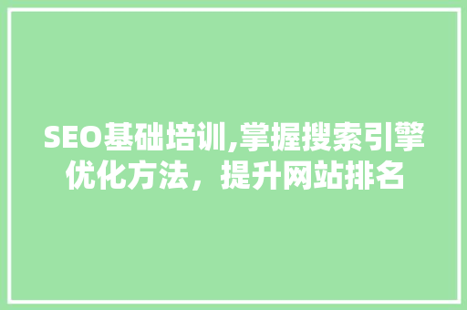 SEO基础培训,掌握搜索引擎优化方法，提升网站排名