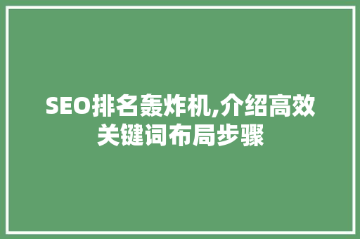 SEO排名轰炸机,介绍高效关键词布局步骤