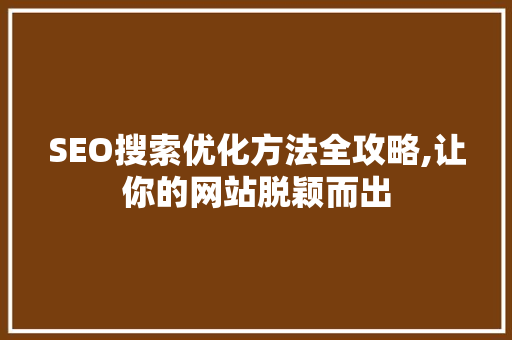 SEO搜索优化方法全攻略,让你的网站脱颖而出