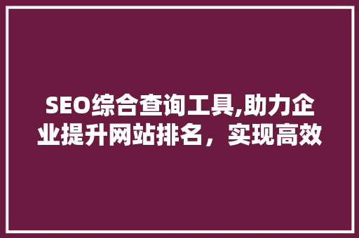 SEO综合查询工具,助力企业提升网站排名，实现高效网络营销