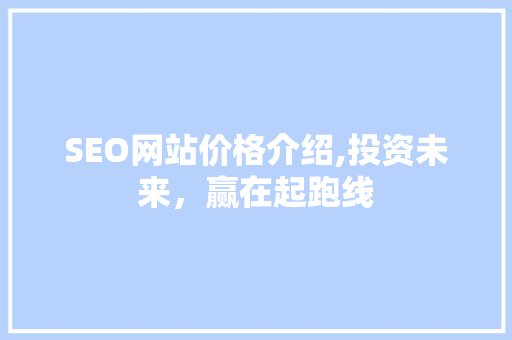 SEO网站价格介绍,投资未来，赢在起跑线