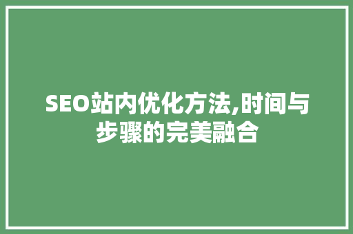 SEO站内优化方法,时间与步骤的完美融合