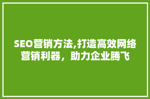 SEO营销方法,打造高效网络营销利器，助力企业腾飞