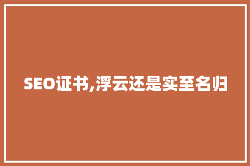 SEO证书,浮云还是实至名归